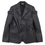 CDG Black Double Buckle Blazer Front Side View