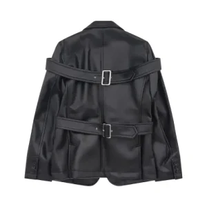 CDG Black Double Buckle Blazer Back Side View