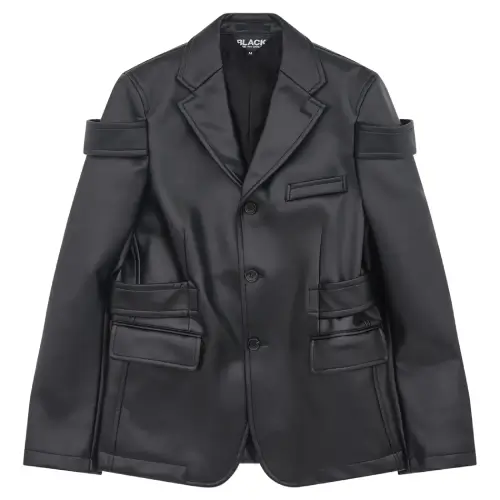 CDG Black Double Buckle Blazer CDG Black Double Buckle Blazer Front Side View