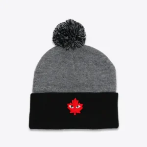CDG POM POM BEANIE GREY/BLACK Front Side View