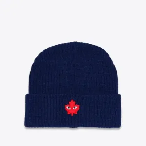 CDG Ribbed Beanie Navy Front Side View