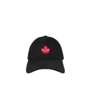 CDG Strapback Red Canadian Maple Leaf Emblem Hat Black Front Side View