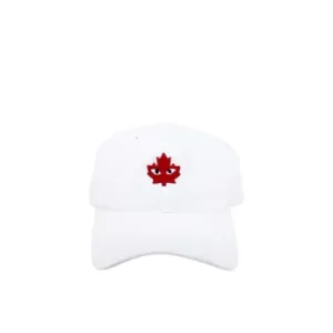CDG Strapback Red Canadian Maple Leaf Emblem Hat White Front Side View