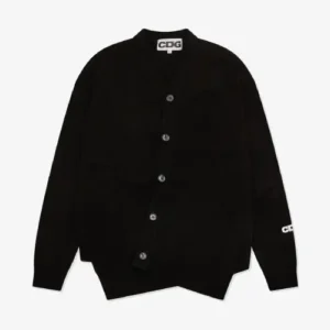 CDG Lochaven of Scotland Bias Cardigan Black Front Side