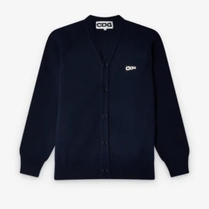 CDG Patch Cardigan Navy Front Side