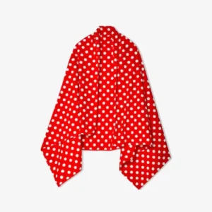 CDG Polka Dot Airline Print Stole Red Front Side