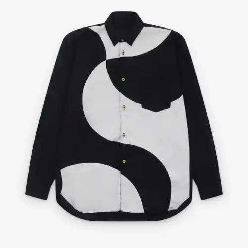 CDG Shirt Men's Contrast Shapes Shirt Black/White CDG Shirt Men's Contrast Shapes Shirt Black/White Front