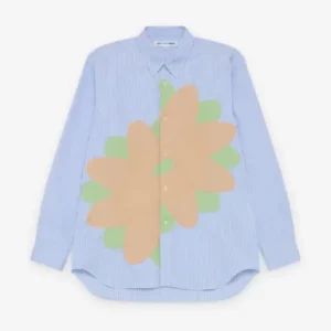 CDG Shirt Men's Flower Pattern Shirt in Blue Front