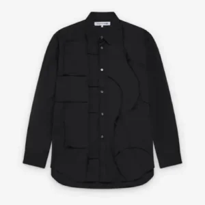 CDG Shirt Men's Geometric Cut-out Shirt Black Front