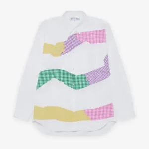 CDG Shirt Men's Geometric Pattern Shirt White Front