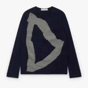 CDG Shirt Men’s Intarsia Pattern Knit Navy Front