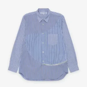 CDG Shirt Men's Panelled Stripe Shirt Blue Stripe Front