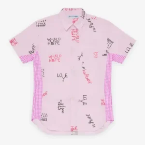 CDG Shirt Men's Short Sleeved Shirt Pink Front
