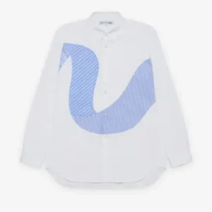 CDG Shirt Men's Stripe Wave Pattern Shirt White Front