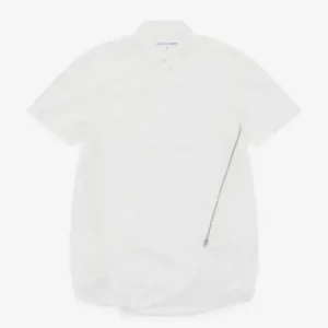 CDG Shirt Men's Zip Short Sleeve Shirt White Front Side
