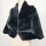 COMME des GARCONS Black Faux Fur Cape Coat Heart Lining Pink Front