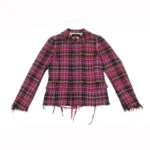 COMME des GARCONS Cut-off Check Round Collar Jacket front Side