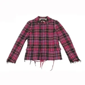 COMME des GARCONS Cut-off Check Round Collar Jacket front Side