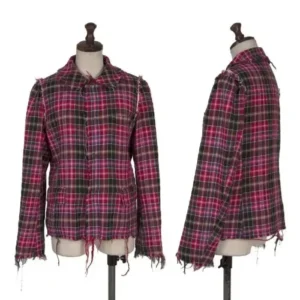 COMME des GARCONS Cut-off Check Round Collar Jacket Full View