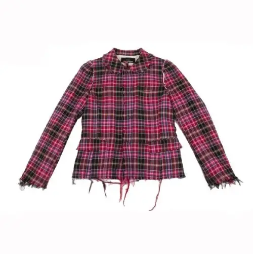 COMME des GARCONS Cut-off Check Round Collar Jacket COMME des GARCONS Cut-off Check Round Collar Jacket front Side