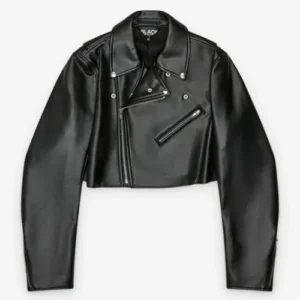 Comme des Garçons Cropped Biker Jacket Black Front Side