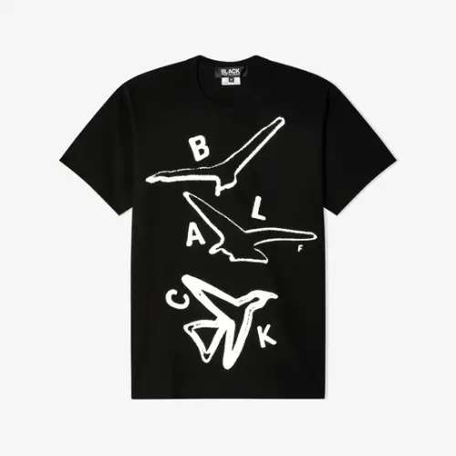 Comme des Garçons Filip Pagowski Birds Print T-Shirt Black Comme des Garçons Filip Pagowski Birds Print T-Shirt Black Front Side
