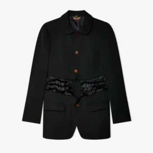 Comme des Garçons Long Ruffle Jacket Black Front Side