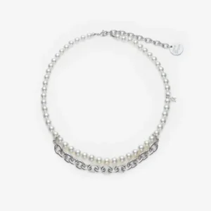 Comme des Garçons Mikimoto Chain Necklace Silver Full View