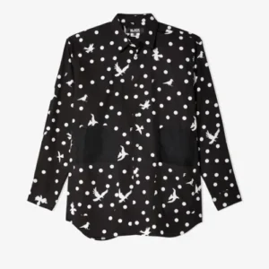 Comme des Garçons Unisex Printed Blouse Black Front Side View