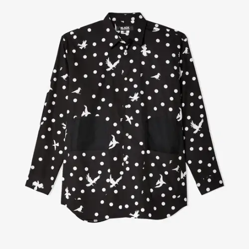 Comme des Garçons Unisex Printed Blouse Black Comme des Garçons Unisex Printed Blouse Black Front Side View