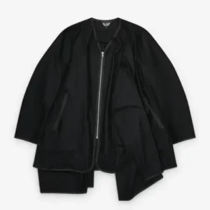Comme des Garçons Waterfall Hem Coat Black Front Side