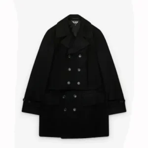 Comme des Garçons Wool Double Breasted Split Coat Black