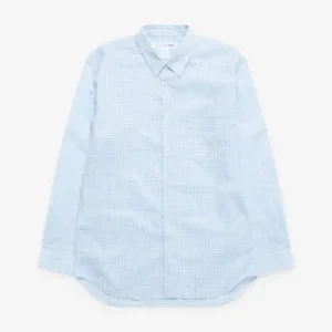 CDG Shirt Forever Men's Classic Fit Checked Shirt Blue Front